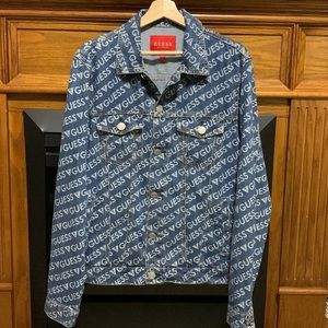 Guess 90s Y2K Men’s Denim Jacket Logo All Over Print
